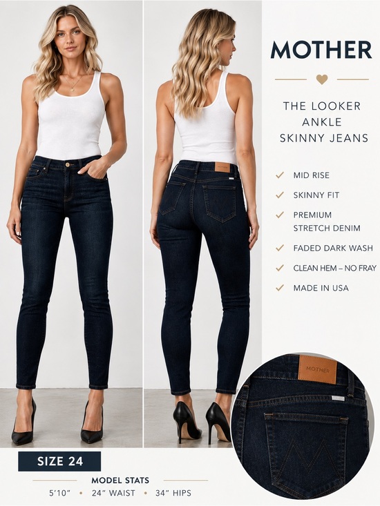 MOTHER Denim - MOTHER Dark Blue The Looker Ankle Skinny Jeans